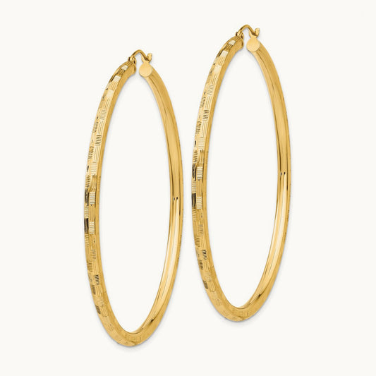 Diamond-cut Hoop Earrings, 14K