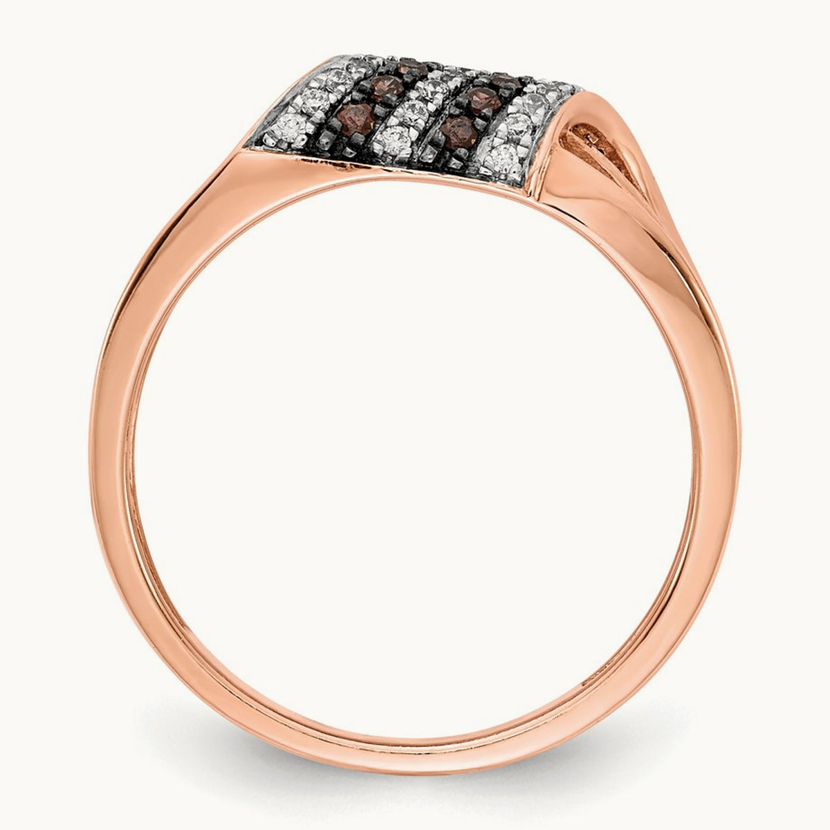 White and Champagne Diamond Ring, 14K Rose Gold