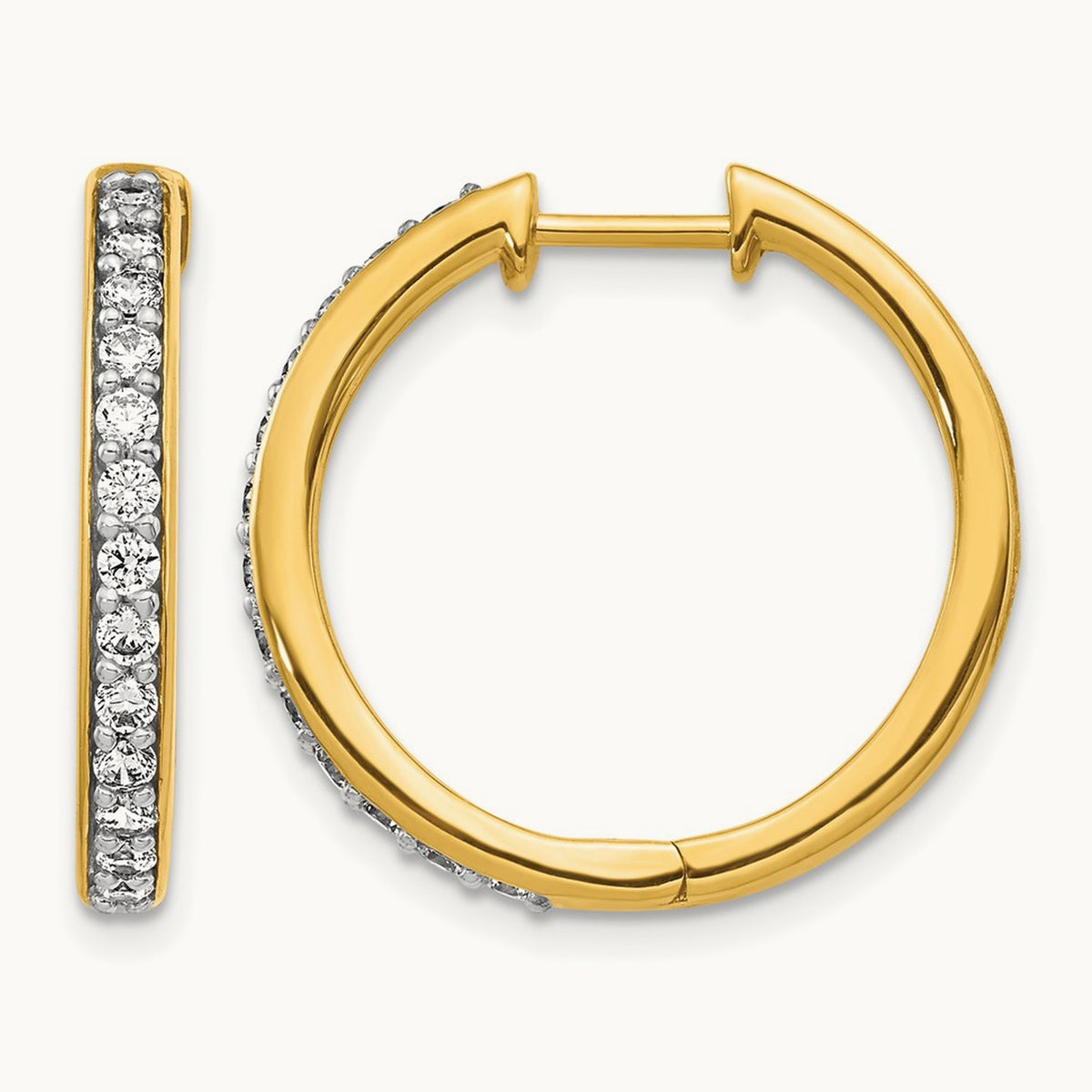 Diamond Hinged Hoop Earrings — 14K Yellow Gold, 0.52 ct