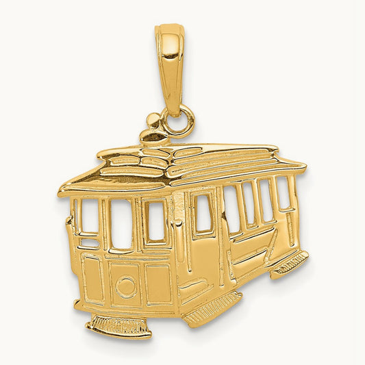 Cable Car Pendant, 14K