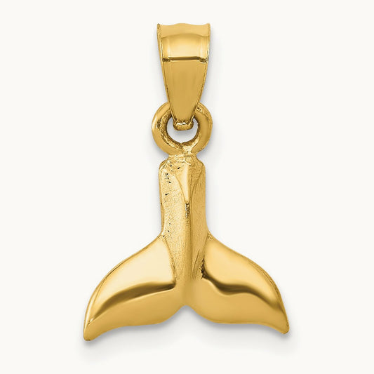 3D Whale Tail Pendant, 14K