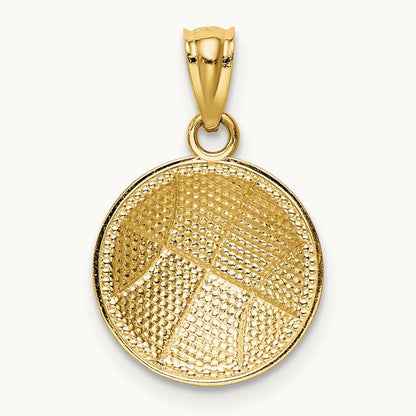 Satin and Polished Basketball Pendant, 14K