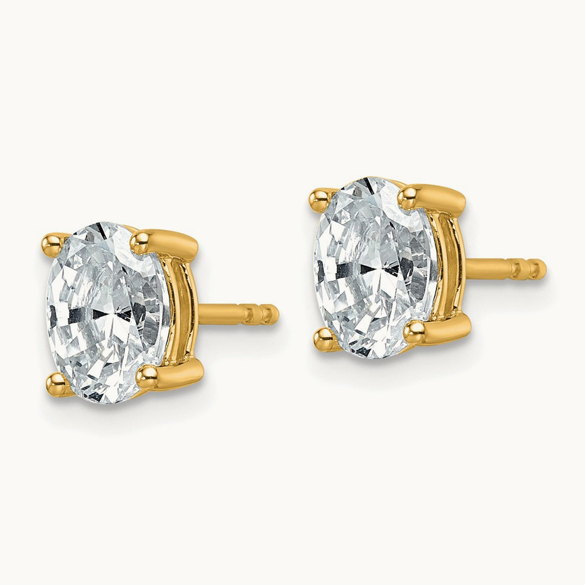 Oval Four-Prong Stud Earrings, 0.50-6.00 ct tw Lab-Grown Diamond — 1 1/2 ct, 14K Yellow Gold