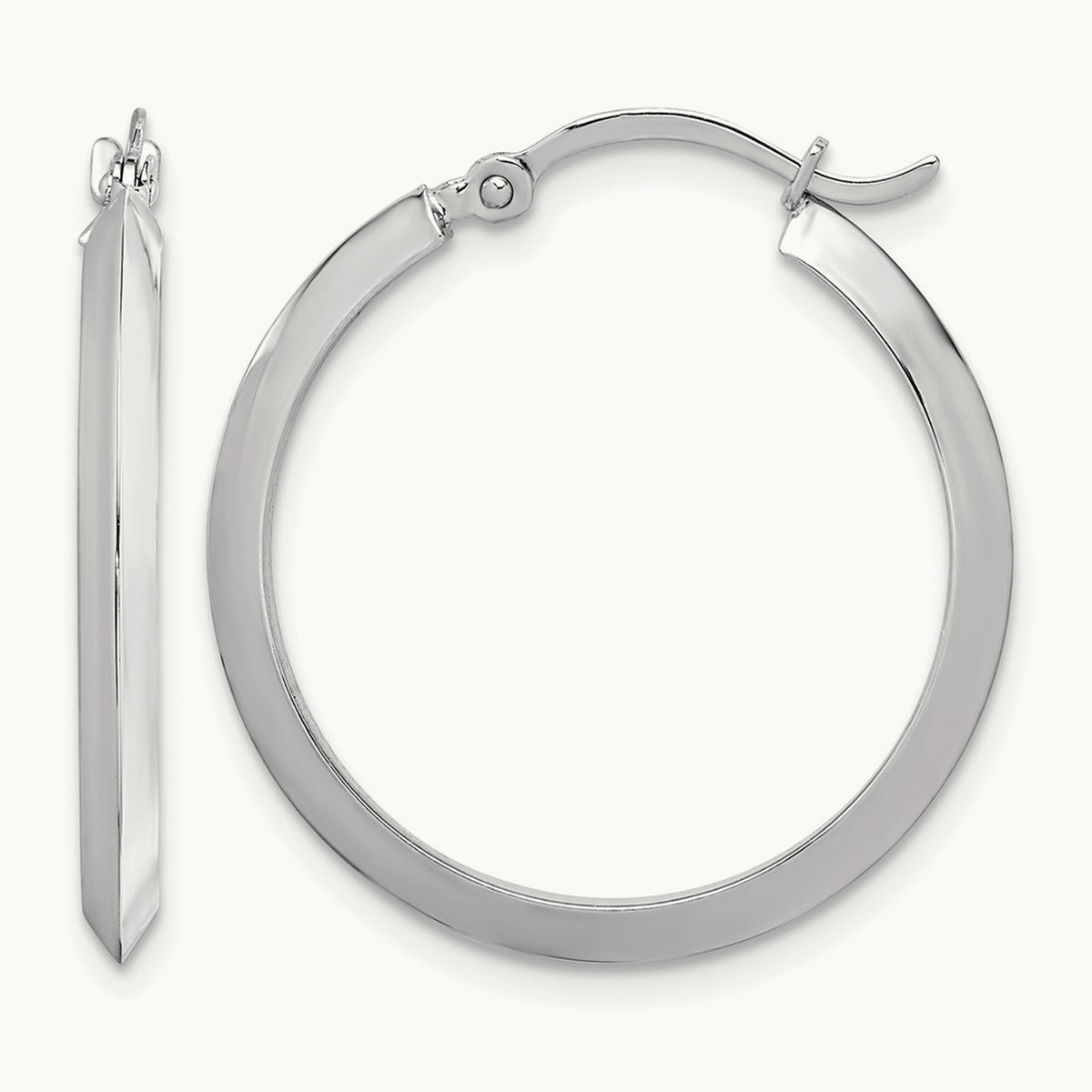 Polished Hoop Earrings — 14K White Gold