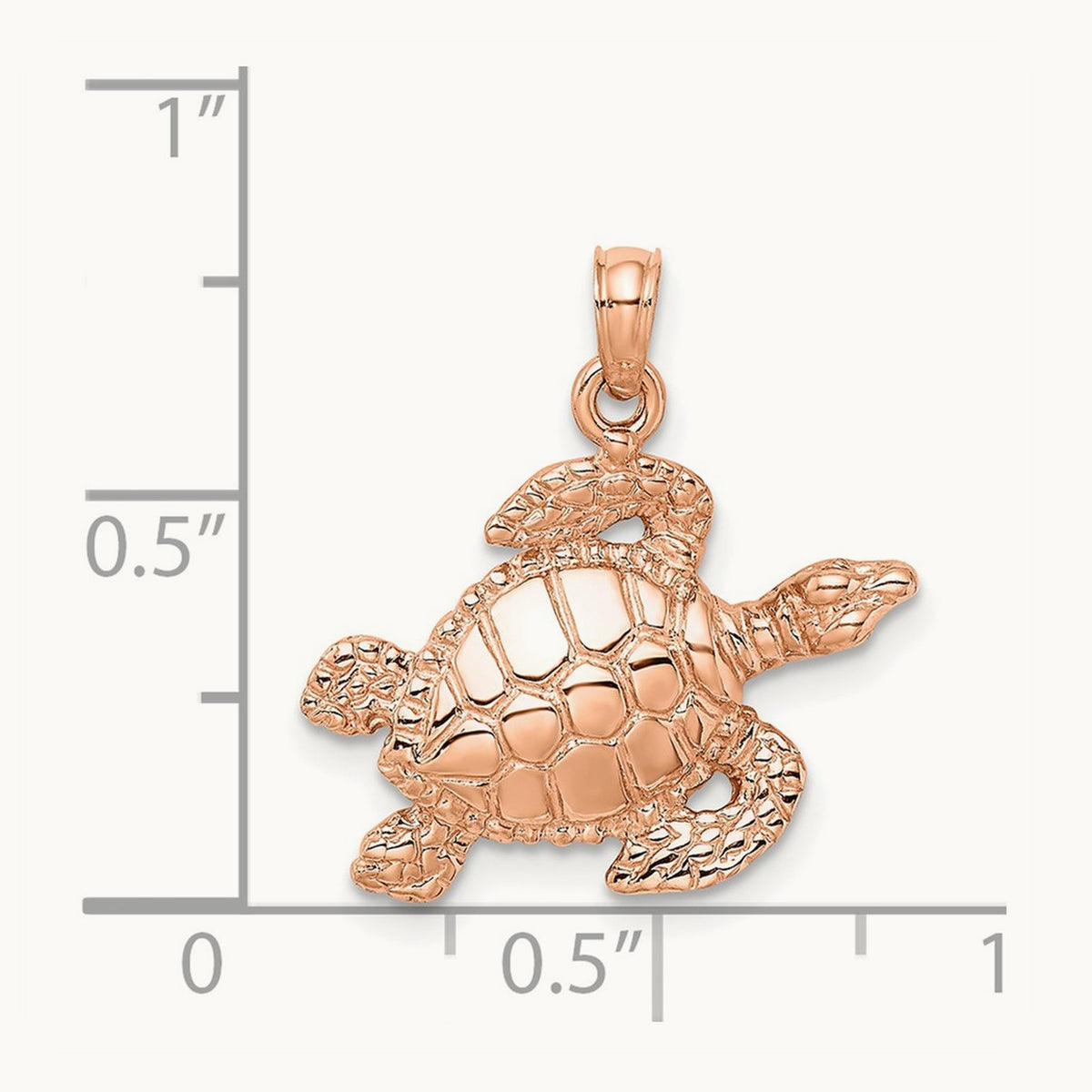 Textured Sea Turtle Charm, 14K Rose Gold