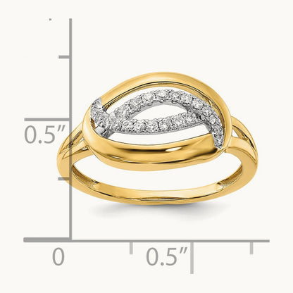 Polished Diamond Oval Ring, 14K