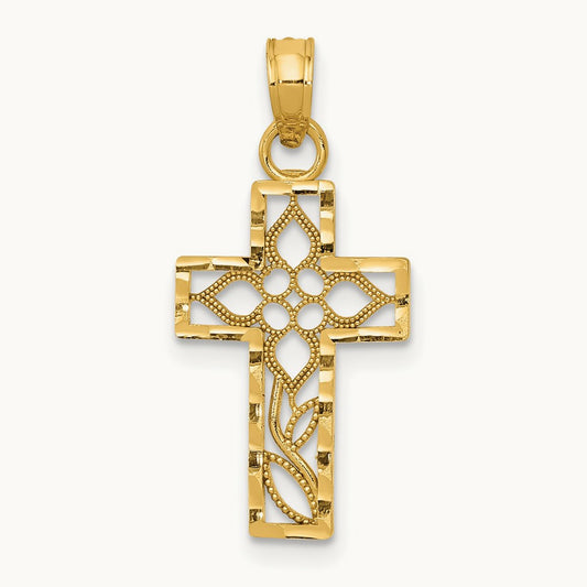 Diamond-cut Filigree Cross Pendant — photo set