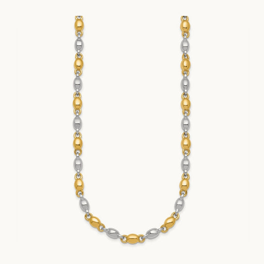 Polished Round Fancy Link Necklace, 5.25mm, 14K Two Tone