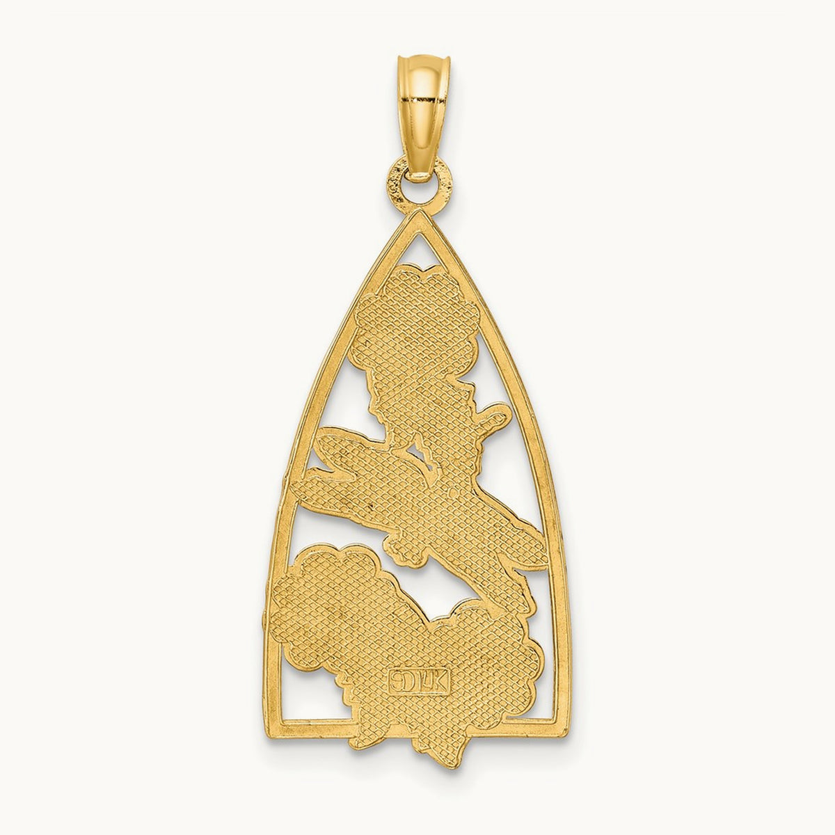 Enamel Dragonfly and Flowers Triangle Charm, 14K