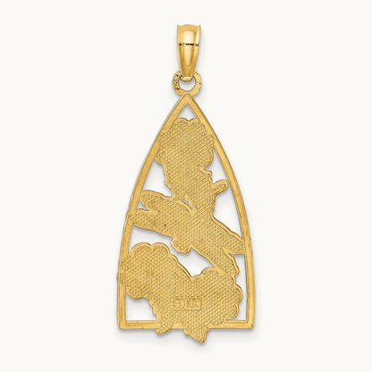 Enamel Dragonfly and Flowers Triangle Charm, 14K