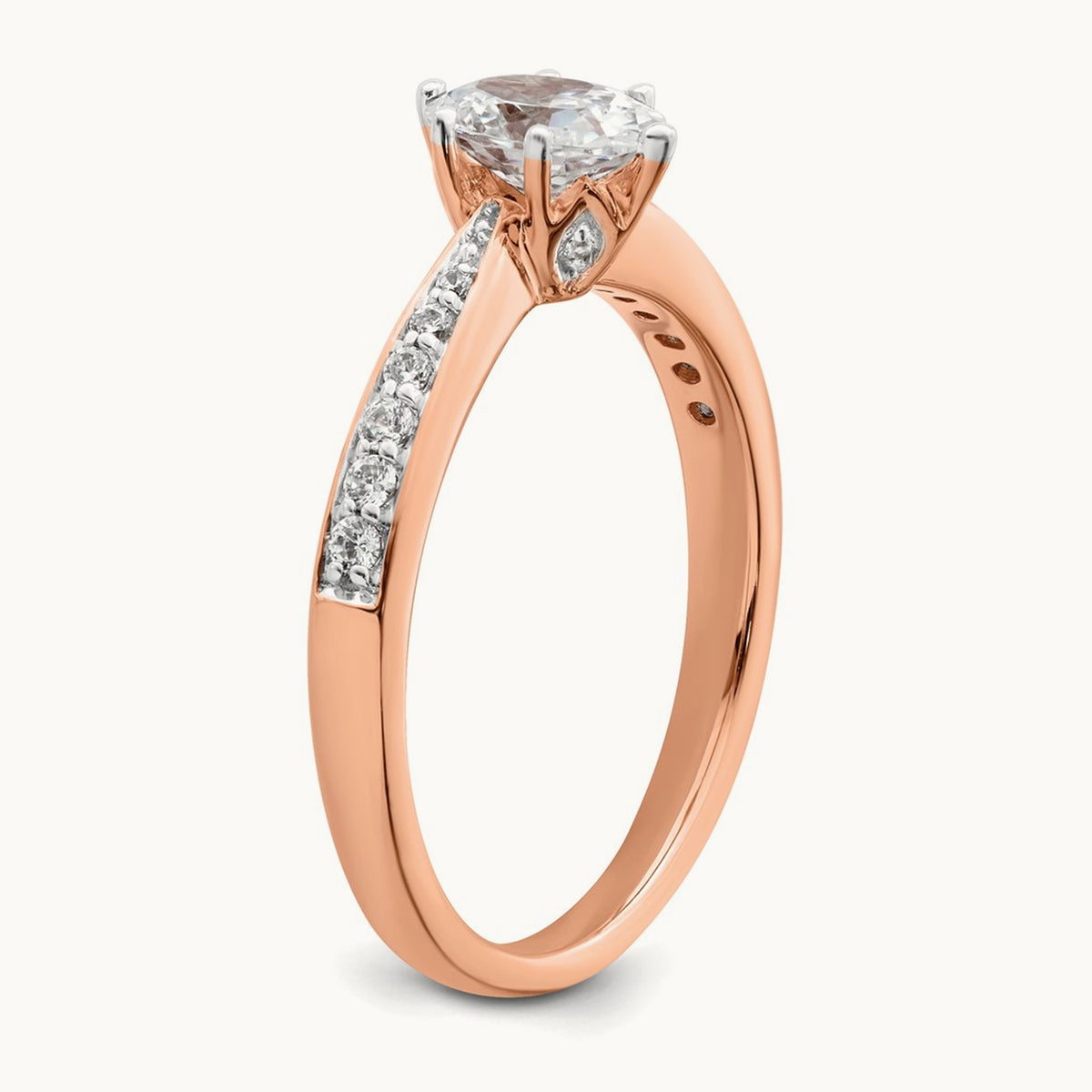 Oval Leaf Design Semi-Mount Ring — 3/4 ct, 7