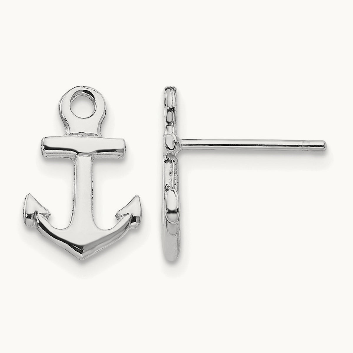 Anchor Post Earrings — 14K White Gold