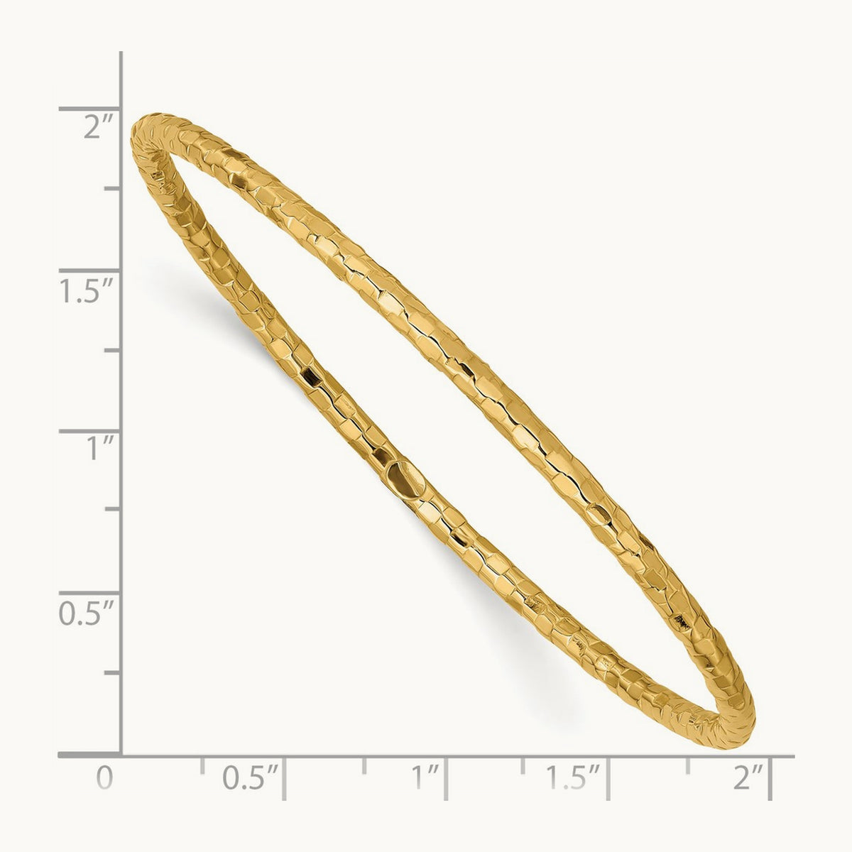 Polished Textured Slip-on Bangle Bracelet — 14K Yellow Gold