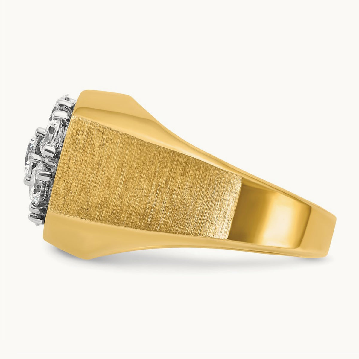 14ktt IBGoodman Men's Polished & Satin Round Diamond Cluster Ring