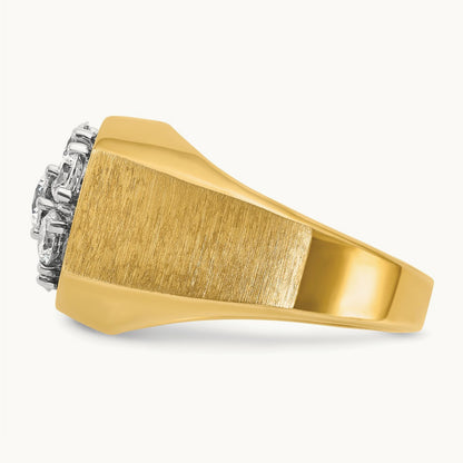 14ktt IBGoodman Men's Polished & Satin Round Diamond Cluster Ring