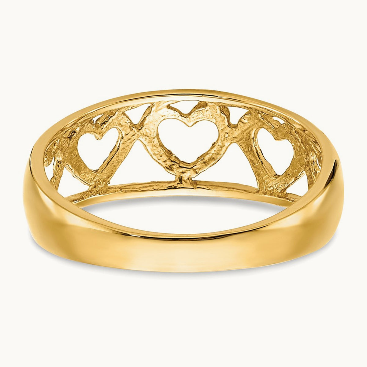 Diamond-cut 5 Heart Ring, 14K