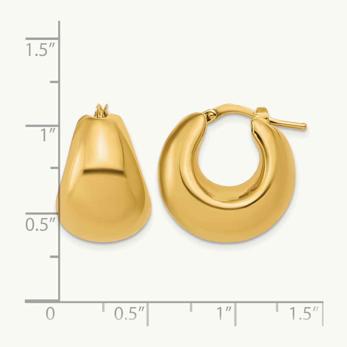 Polished Hollow Puff Hoop Earrings, 14K — Leslie's