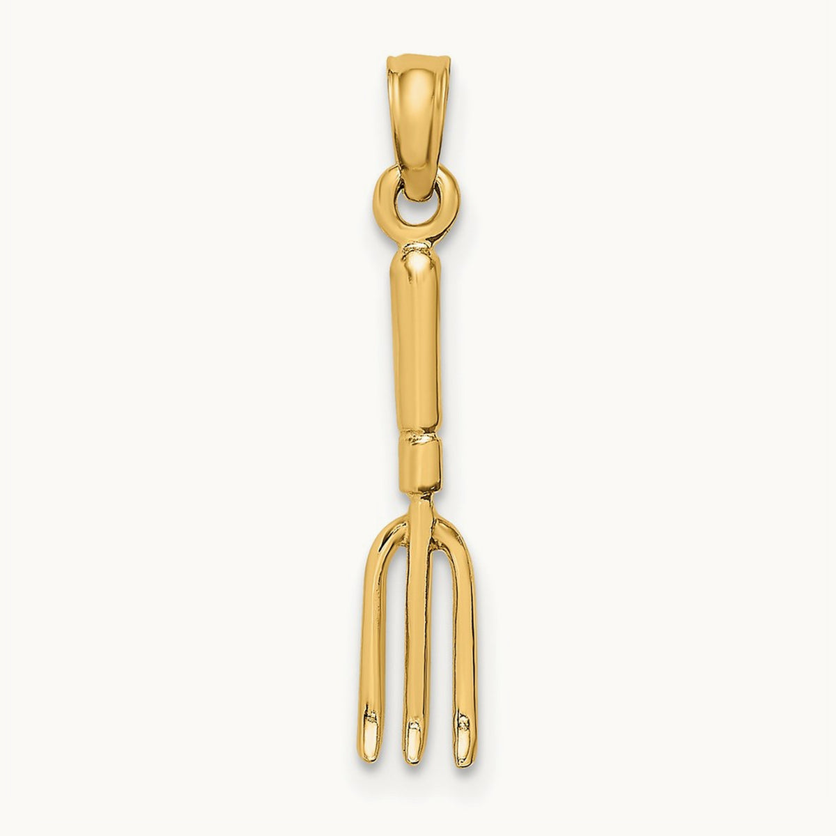3-D Fork Garden Tool Charm, 14K