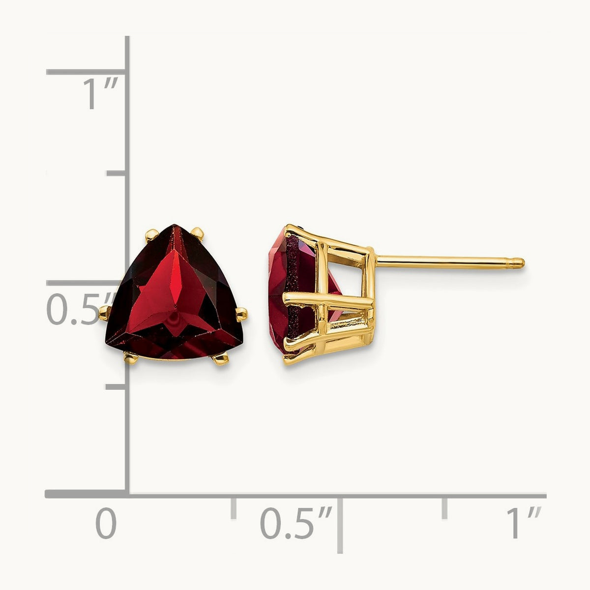 Garnet Post Earrings, 8mm, 14K