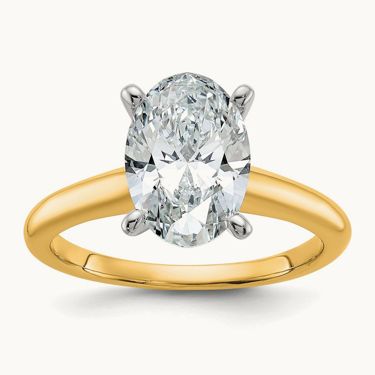 Oval Solitaire Engagement Ring, 0.50-5.00 ct tw Lab-Grown Diamond — 2 1/2 ct, 14K Two-Tone
