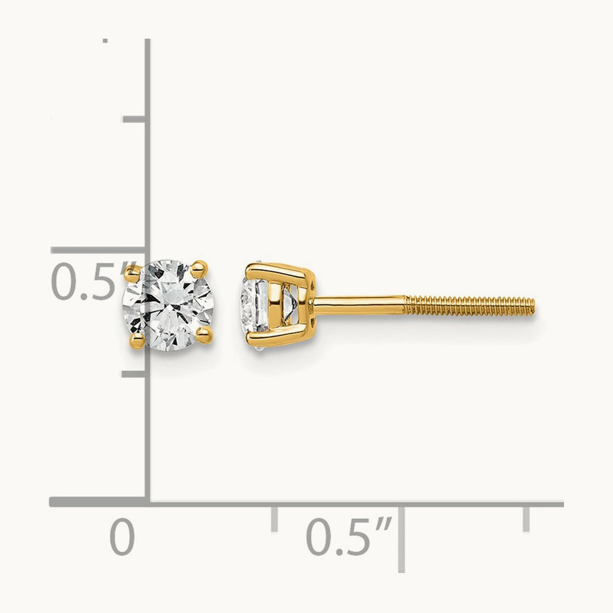 Lightweight Screwback Earrings, 0.25-4.00 ct tw Lab-Grown Diamond — 3/4 ct, 14K Yellow Gold