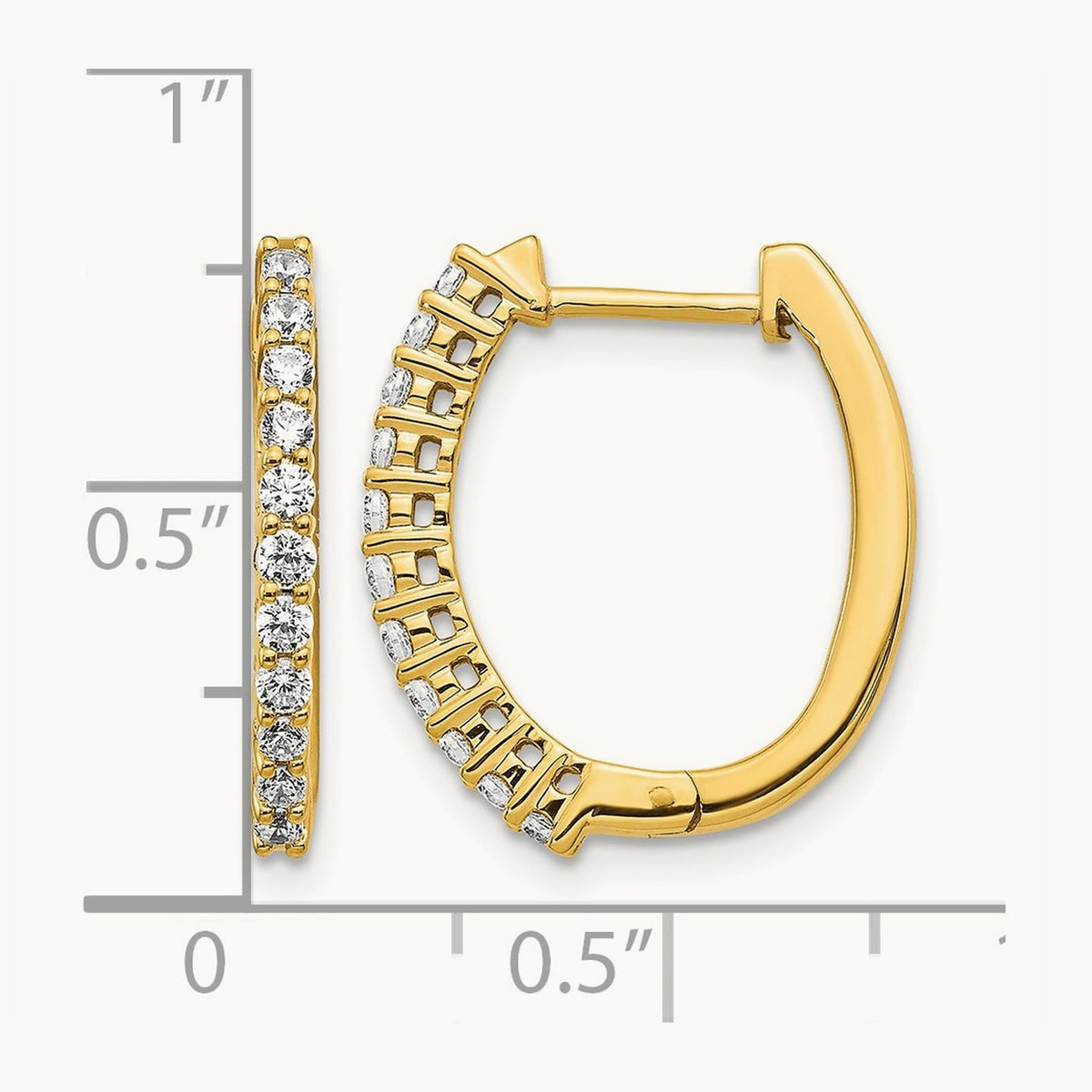 Diamond Hinged Hoop Earrings — 14K Yellow Gold, 18mm, 0.49 ct