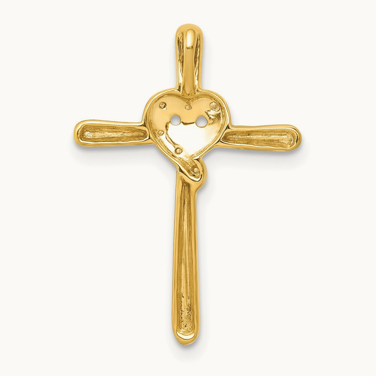 .02ct. Diamond Heart Cross Chain Slide, 14K
