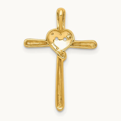 .02ct. Diamond Heart Cross Chain Slide, 14K