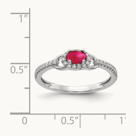 Diamond and Cabochon Ruby Ring, 14K White Gold