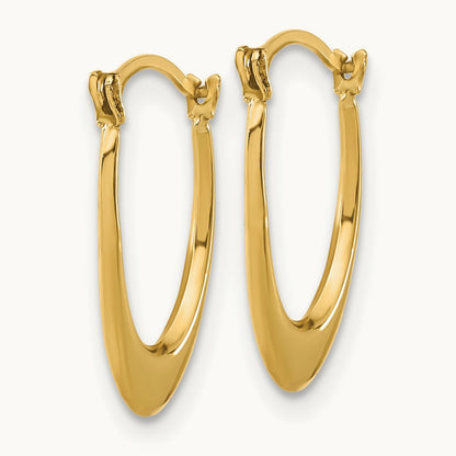 Polished Hollow U-Shaped Hoops, 14K