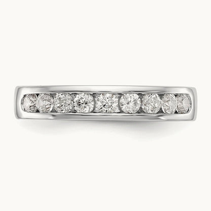 9-Stone Diamond Channel Band, 14K White Gold