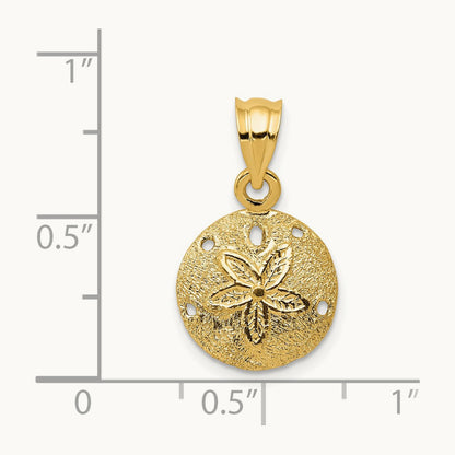 Solid Polished Laser-Cut Sand Dollar Pendant, 14K