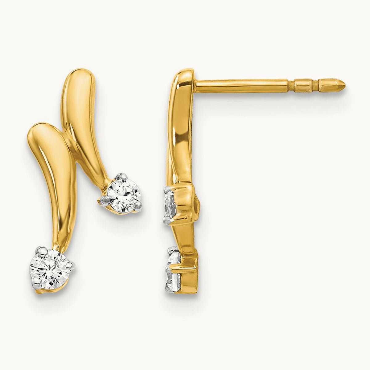 Diamond Earrings, 14K Yellow Gold