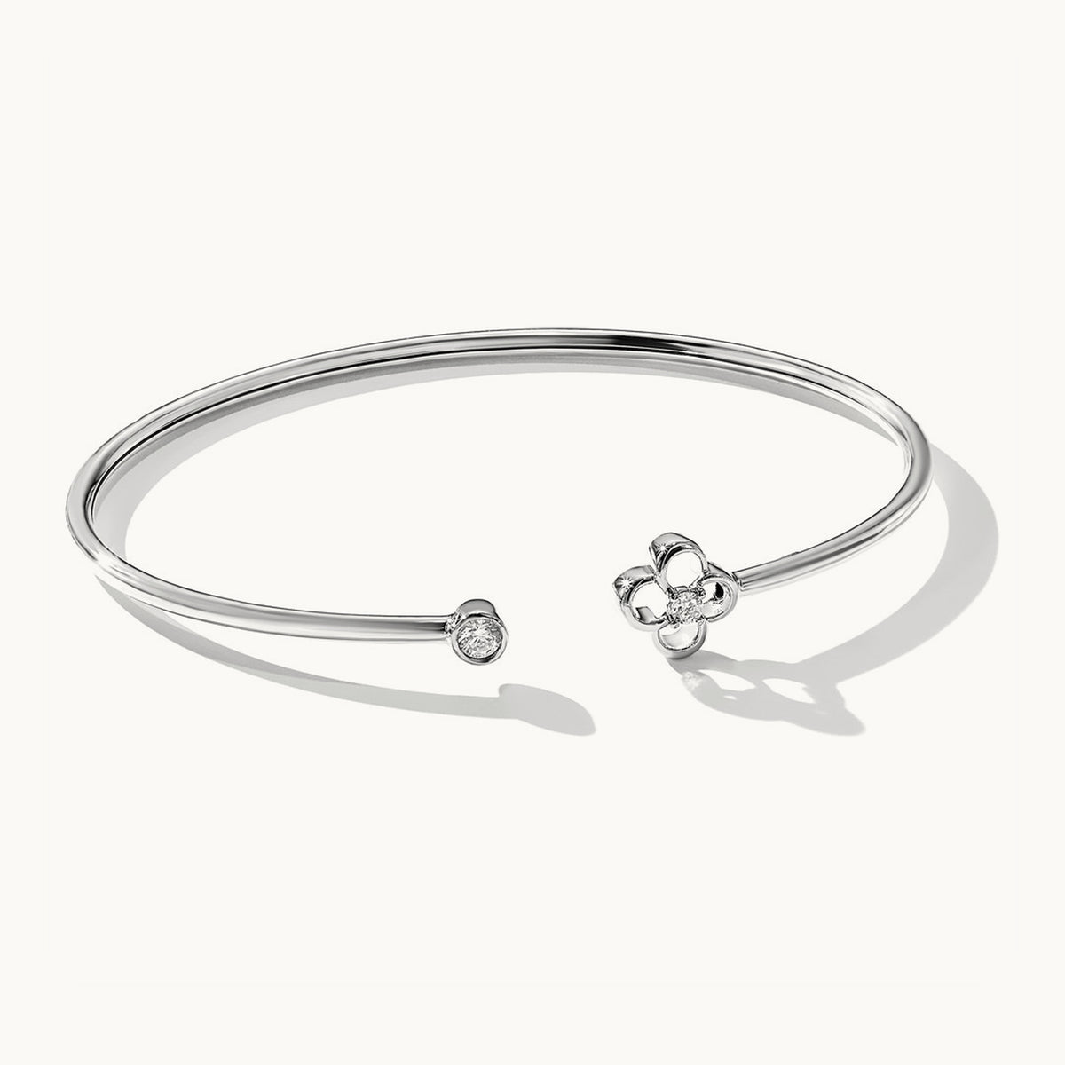 Floral Flexible Bangle, 0.15 ct tw Lab-Grown Diamond — 14K White Gold