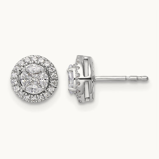 Marquise Halo Post Earrings, 0.50-1.50 ct tw Lab-Grown Diamond — 1/2 ct, VS/SI (Great), 14K White Gold