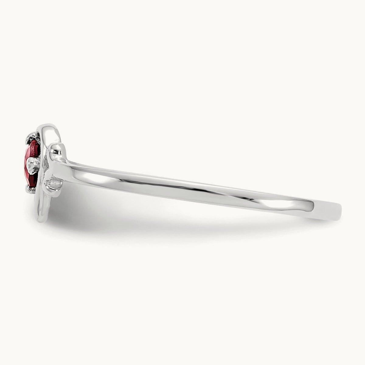 Garnet Birthstone Heart Ring — 14K White Gold, 7