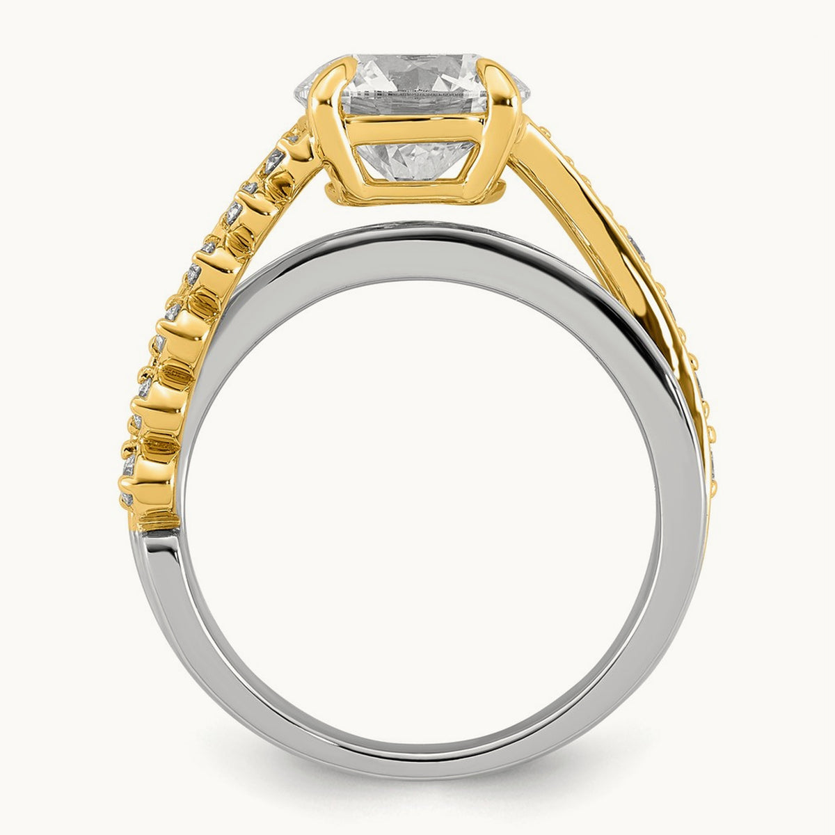 14ktt Certified Round Center Lab Grown Diamond VS+ F+ Ring