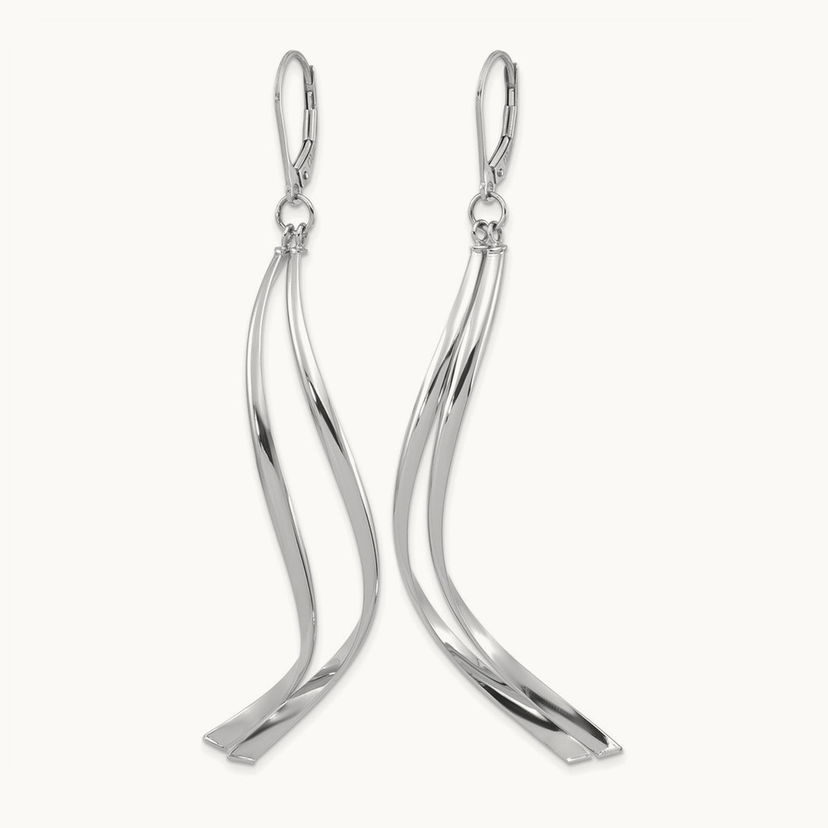 w/ White Rhodium Plating Polished Leverback Earrings, 14K — Leslie's