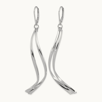 w/ White Rhodium Plating Polished Leverback Earrings, 14K — Leslie's