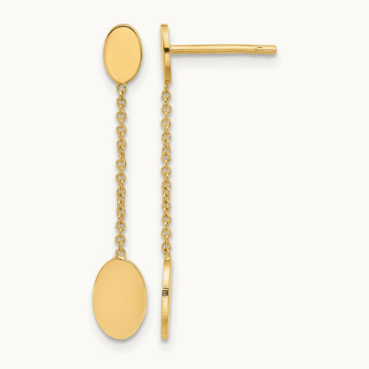 Polished Oval Discs Dangle Post Earrings, 14K — Leslie's
