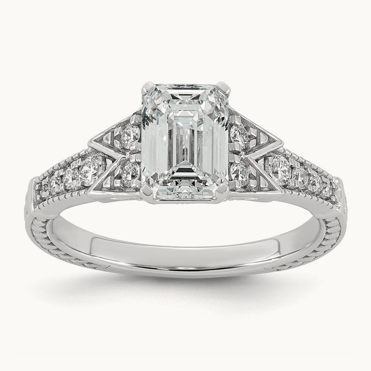 Emerald Center Engagement Ring, 1 3/4-4 ct Lab-Grown Diamond