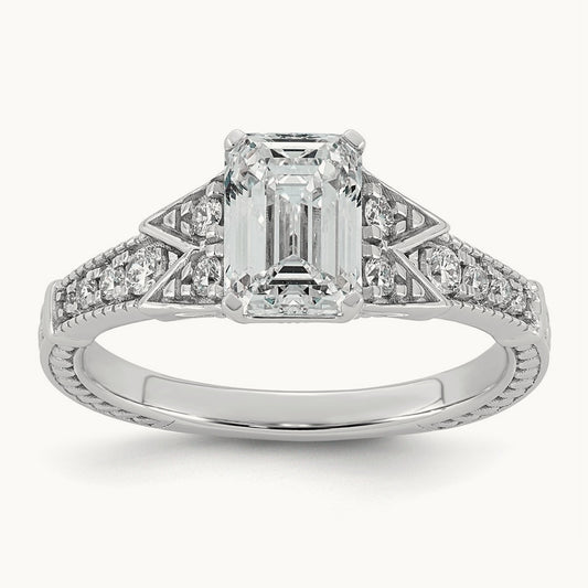 Emerald Center Engagement Ring, 1 3/4-4 ct Lab-Grown Diamond
