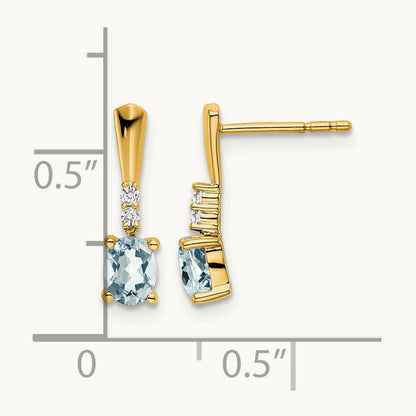 Oval Aquamarine and Diamond Dangle Earrings, 14K