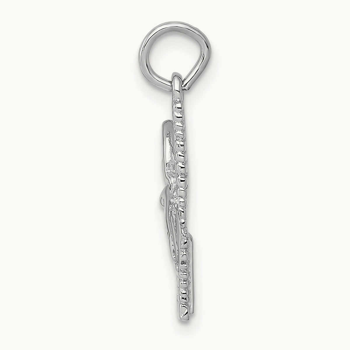 Satin Diamond-cut Comb and Scissors Charm, 14K White Gold