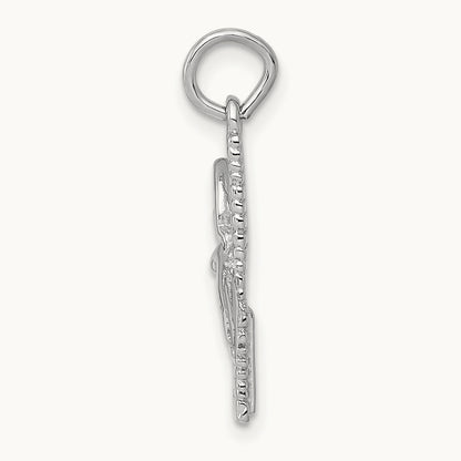 Satin Diamond-cut Comb and Scissors Charm, 14K White Gold