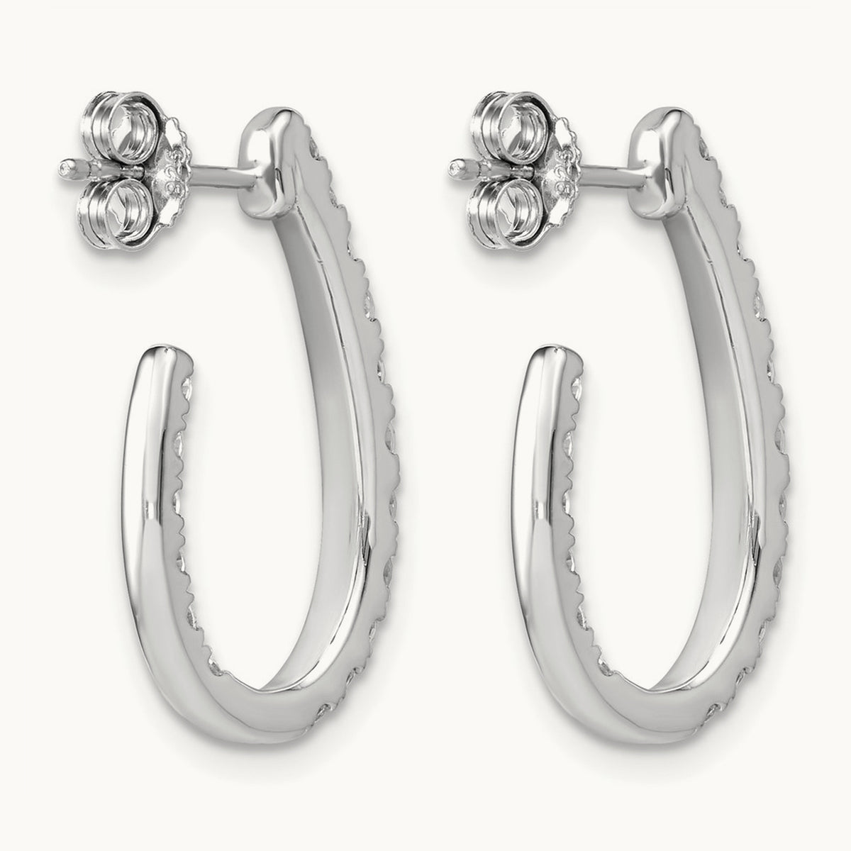In/Out J-Hoop Hoop Earrings, 1.00 ct tw Lab-Grown Diamond