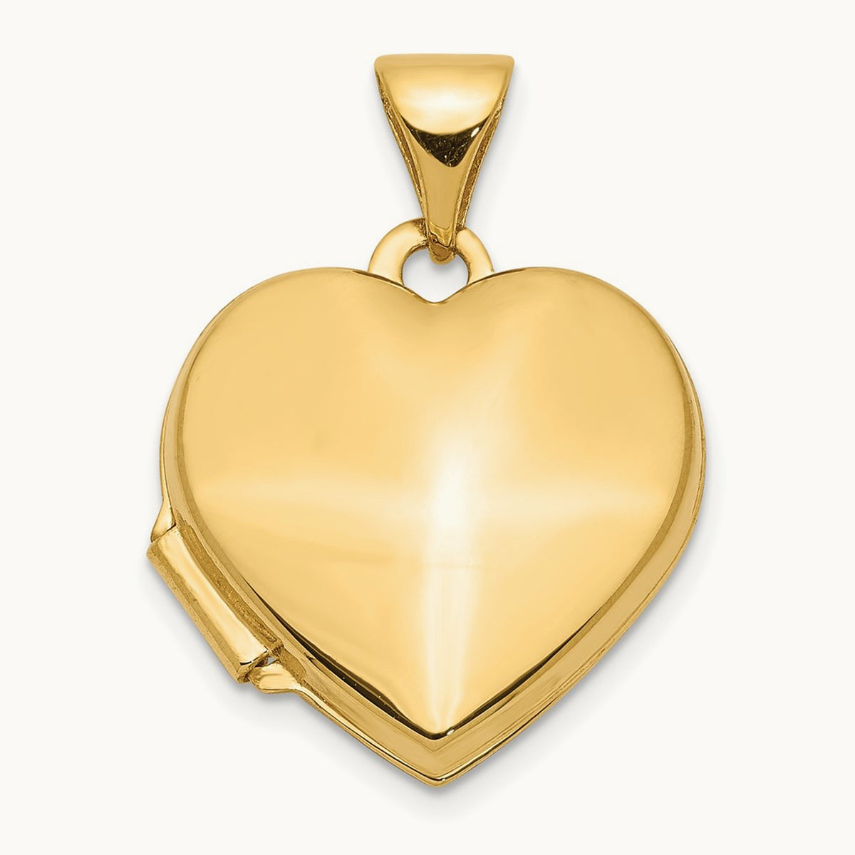 Plain Heart Locket, 15mm, 14K
