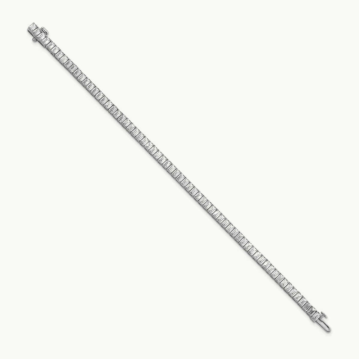 Emerald Bezel Tennis Bracelet, 10.00 ct tw Lab-Grown Diamond — 14K White Gold