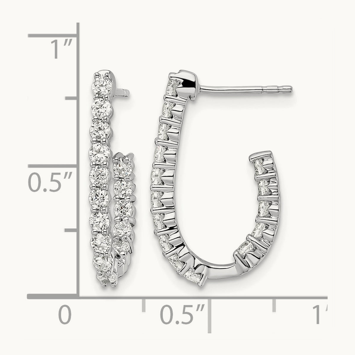 In/Out J-Hoop Hoop Earrings, 1.00 ct tw Lab-Grown Diamond
