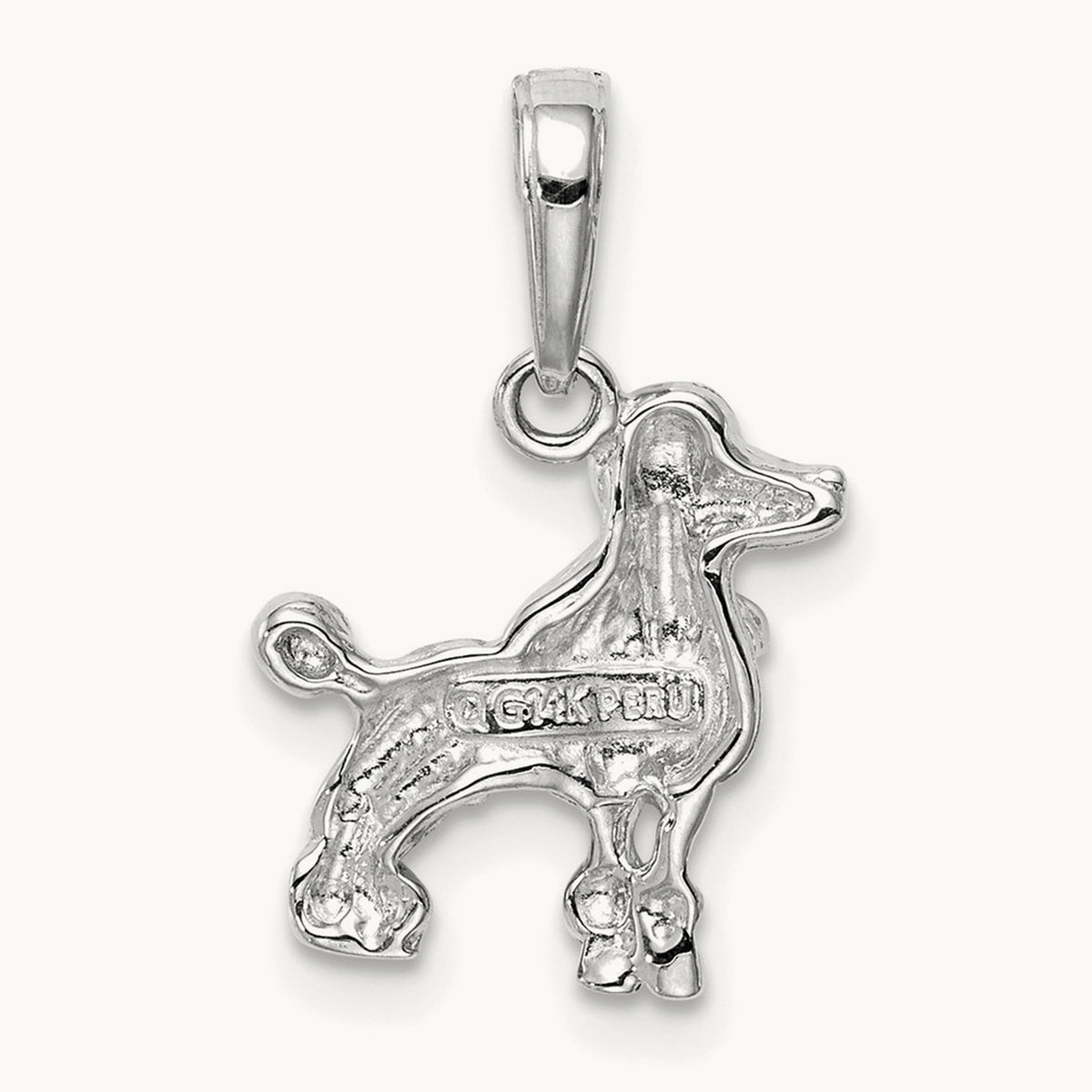 Poodle Dog Pendant — 14K White Gold